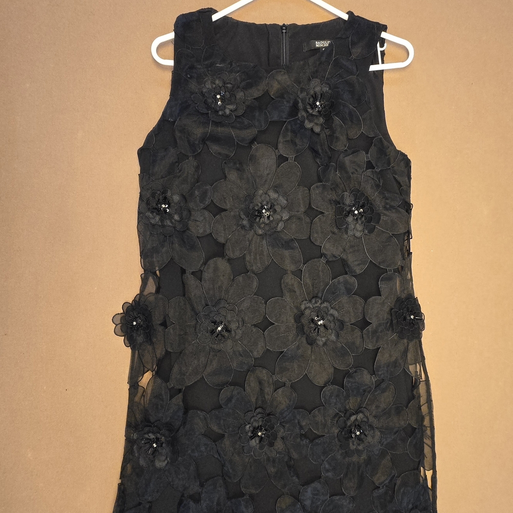 Badgley Mischka Black Dress with Floral Detail